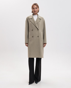 Twinset Зеленое двубортное пальто с шерстью 262TP2011