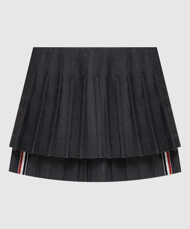Thom Browne Сіра спідниця-плісе з вовни в клітинку FGR101BF1304
