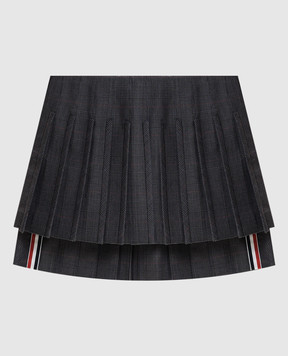 Thom Browne Сіра спідниця-плісе з вовни в клітинку FGR101BF1304