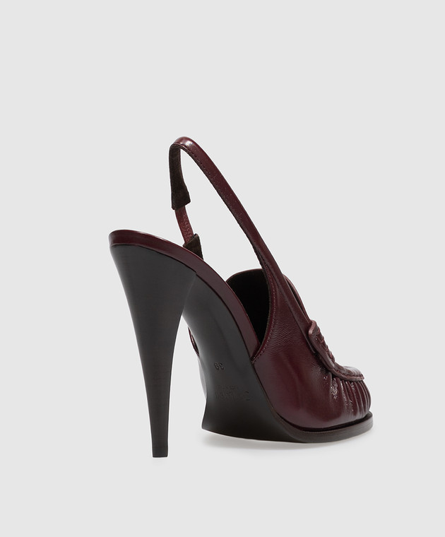 Saint Laurent Бордовые кожаные слингбеки LE LOAFER A001EHAAGXE изображение 3