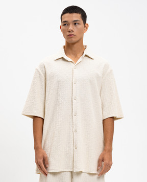 Off-White Бежева махрова сорочка у візерунок логотипа 44MGG013C9J001