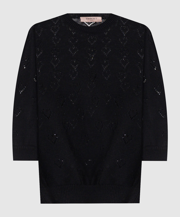Twinset Черный топ с кашемиром 262TP3020