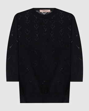 Twinset Чорний топ з кашеміром 262TP3020