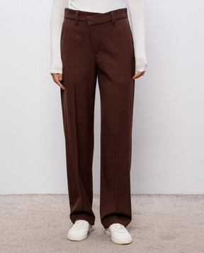 Brunello Cucinelli Коричневые брюки из шерсти с цепочкой мониль MP553P9294