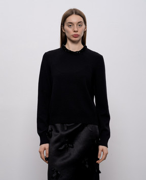 Jil Sander Чорний светр з вовни з паєтками J03GP0183J14819
