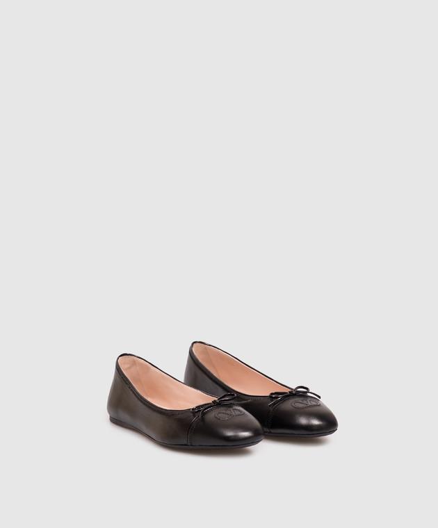 Valentino Черные кожаные балетки 9W2S0QA8URN изображение 3