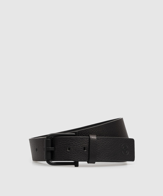 Stone Island Черный кожаный ремень с эмблемой L2S159300002S0072