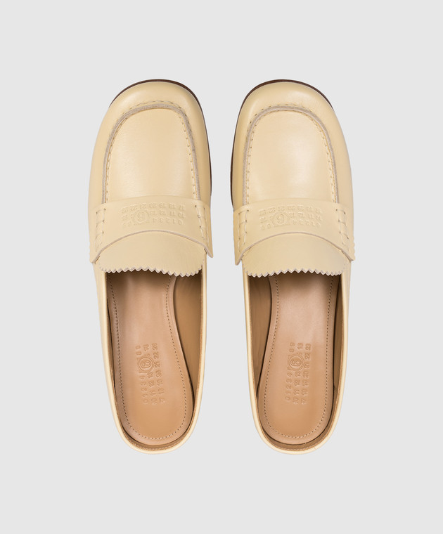 Maison Margiela MM6 Жовті шкіряні мюлі з тиснення логотипа S66WX0074P7560 зображення 4