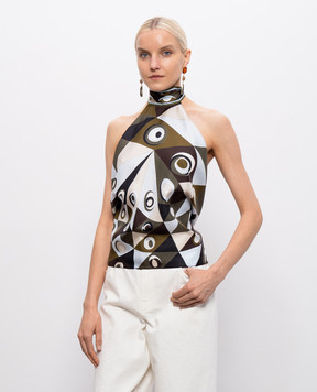 PUCCI Топ из шелка в брендовый принт 6HRM426H721