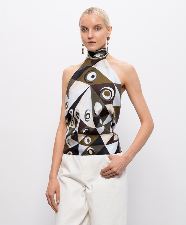 PUCCI Топ из шелка в брендовый принт 6HRM426H721 изображение 2