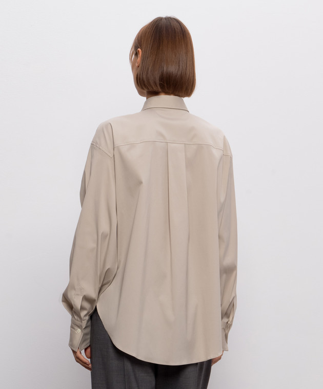 Brunello Cucinelli Бежевая рубашка с лентой MP091M2F06 изображение 4