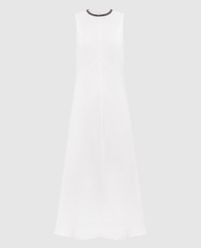 Brunello Cucinelli Белое платье с леном MH126AFR61