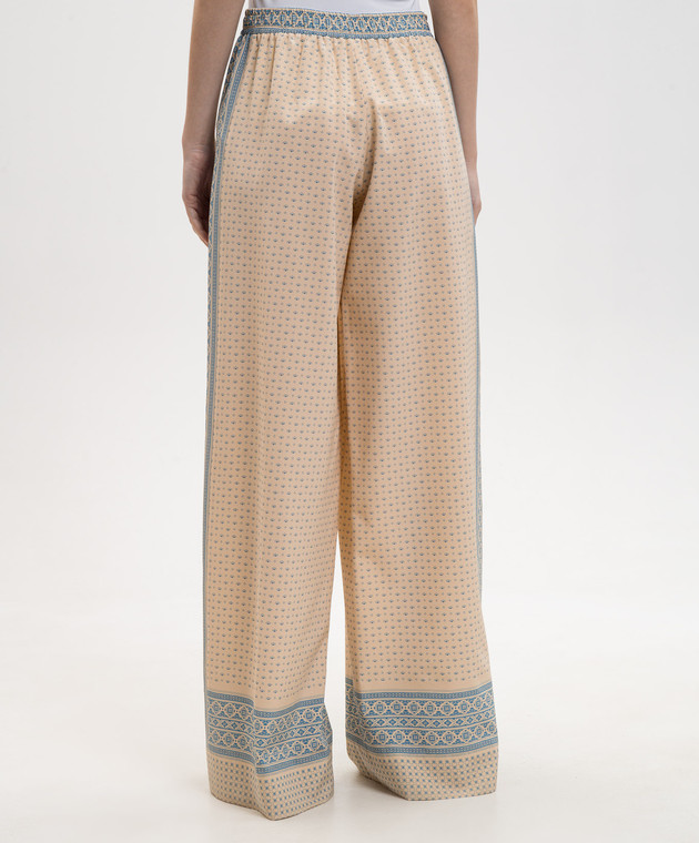 Ermanno Scervino Бежеві штани із шовку в принт D482P756YLT зображення 4