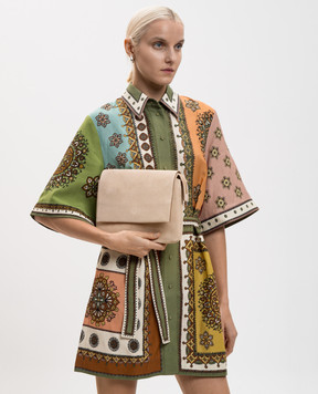 Gianni Chiarini Бежевая замшевая сумка-мессенджер Three BS12294CMPL