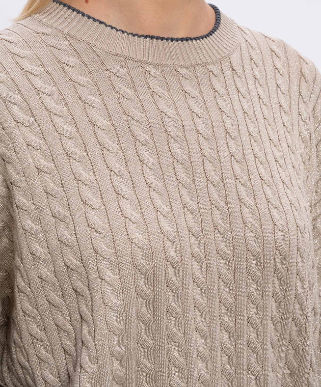 Brunello Cucinelli Бежевый джемпер в узор с люрексом MAZ226110P изображение 5