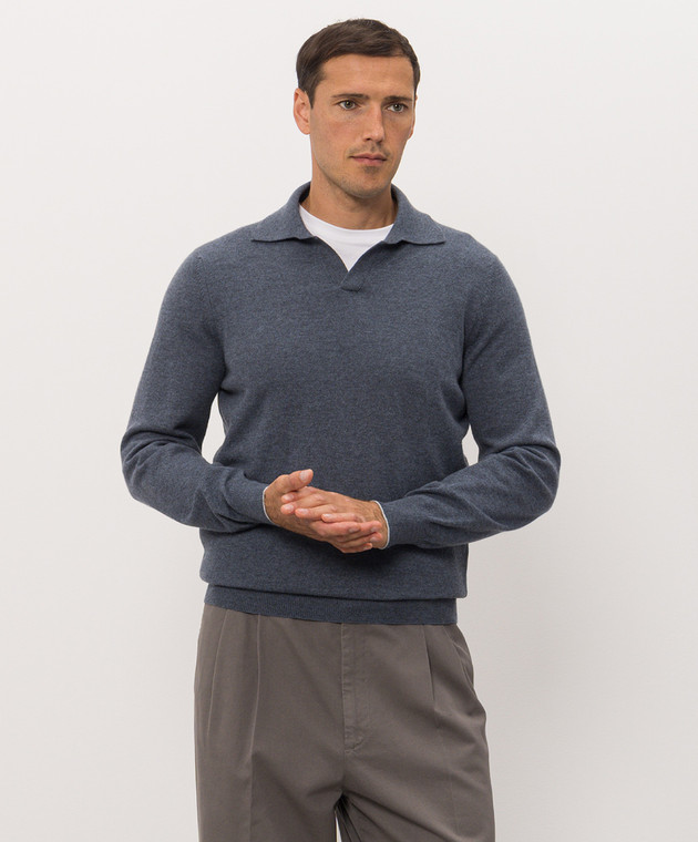 Brunello Cucinelli Синее поло M22203805 изображение 3