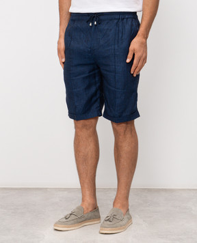 Doriani Cashmere Синие шорты из льна с отворотами P211F15T188782538