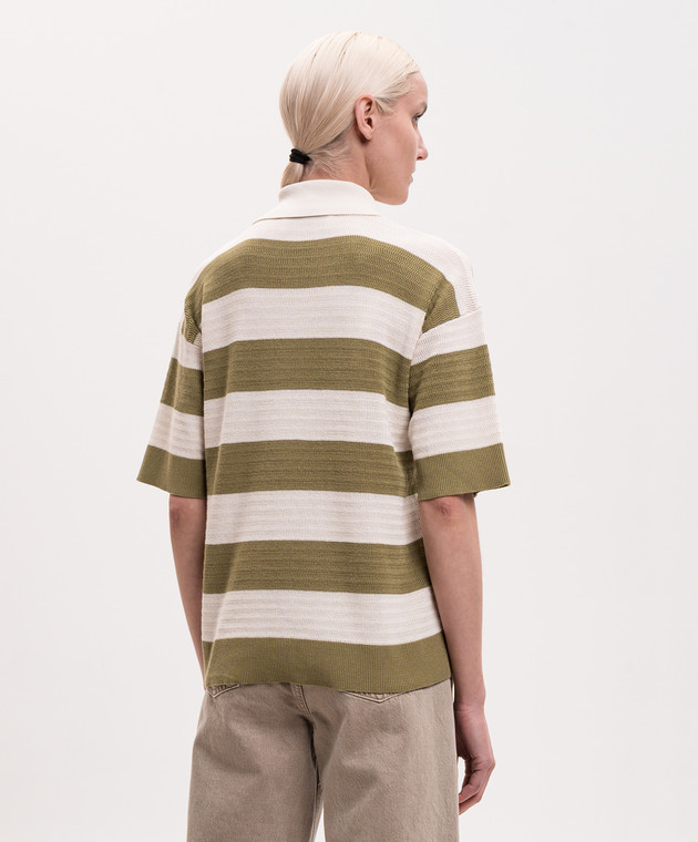 Ami Paris Зеленое поло в полоску с нашивкой FPL430KN0153 изображение 4