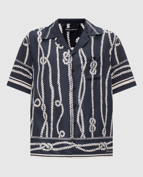 Dolce&Gabbana Синя сорочка із шовку в принт G5JH9THI143