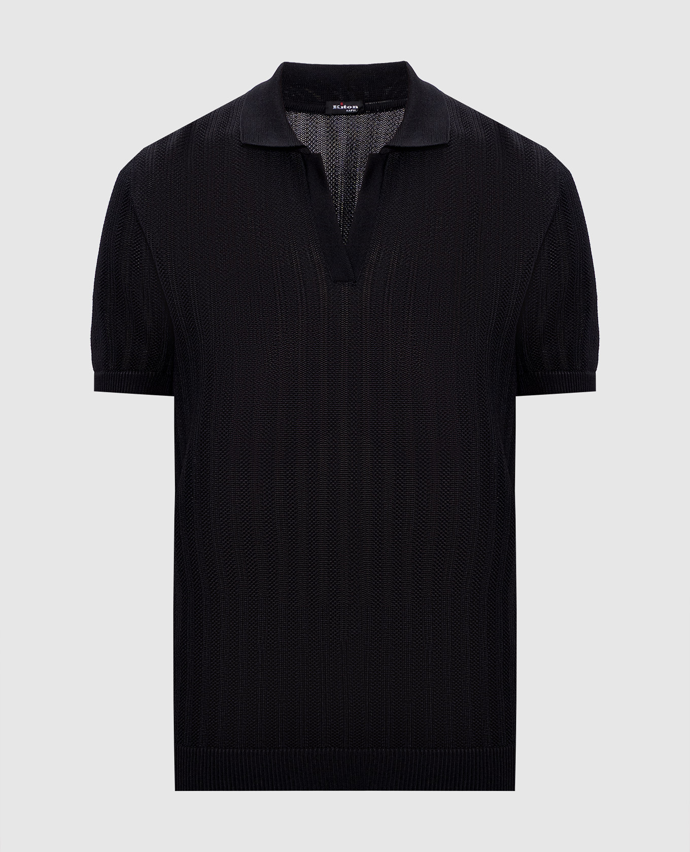 

Черное поло из шелка в узор, Черный, Поло