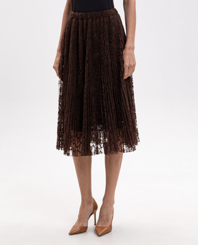 Ermanno Scervino Коричневая юбка с вышивкой D492O370EYF