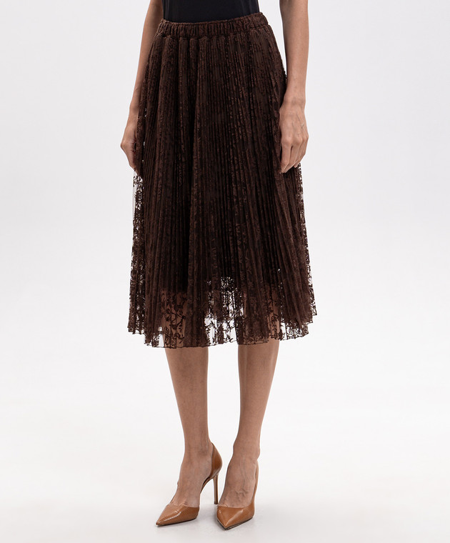 Ermanno Scervino Коричневая юбка с вышивкой D492O370EYF изображение 3