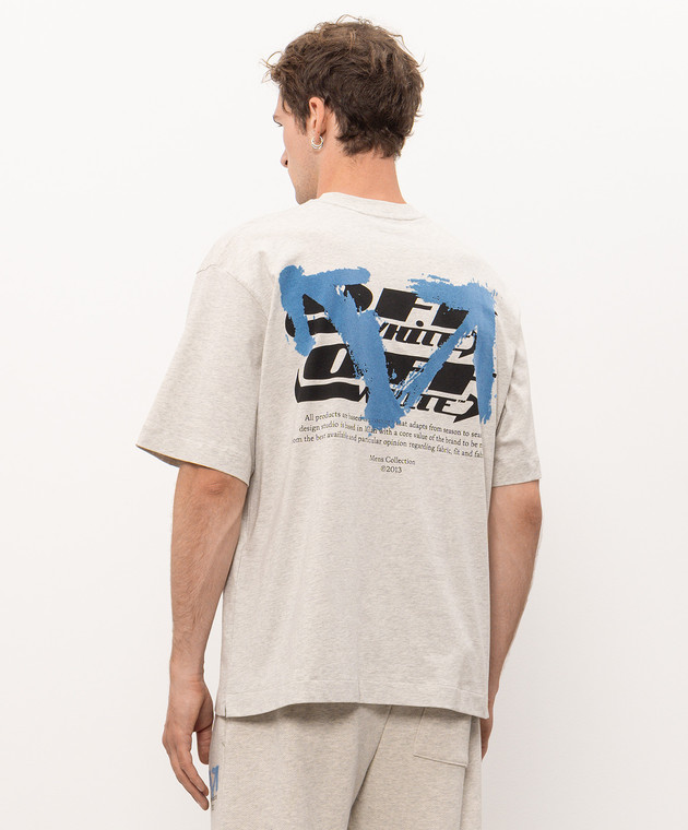 Off-White Серая меланжевая футболка Half Arrow 44MAA120F26J007 изображение 4