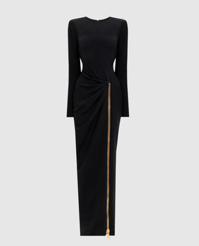 Balmain Чорна сукня з блискавкою максі HF1RR834JL05