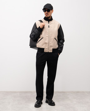 Givenchy Бежевий комбінований бомбер з логотипом BM01DZ6Y45