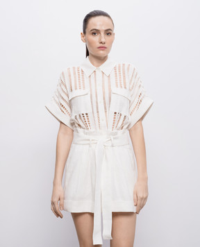 Christy Lynn Білий комбінезон Madeleine з льоном CLJS12N22