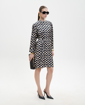 Max Mara Бежевое платье PINZA из шелка в принт SMMPINZA