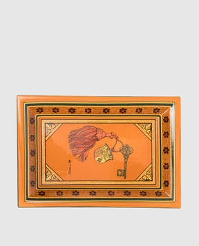 Etro Home Коричневый керамический лакированный поднос с принтом UHHE0004A3001