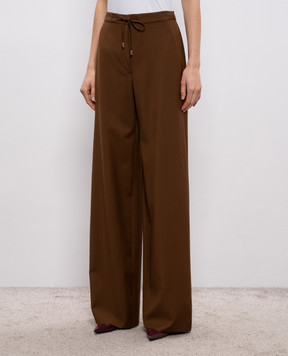 Max Mara Штани Mstcorone коричневого кольору з вовни MSTCORONE