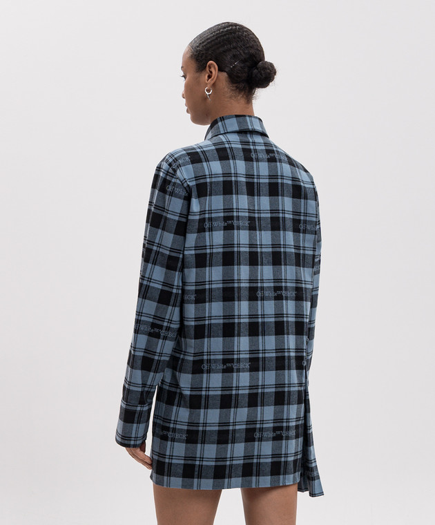 Off-White Синя сукня-сорочка в клітинку 2FU00353T зображення 4