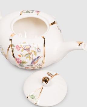 SELETTI Білий порцеляновий чайник Kintsugi з позолотою 09646