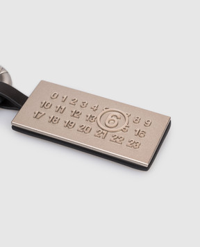 Maison Margiela MM6 Черный кожаный брелок для сумки с пластиной логотипа SA5UA0005P9061