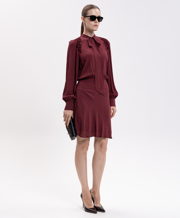 Twinset Бордовое платье с воротником-аскотом 262TT2460 изображение 2