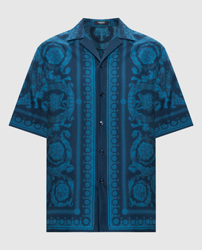 Versace Синя сорочка Barrocco із шовку 10039261A13557