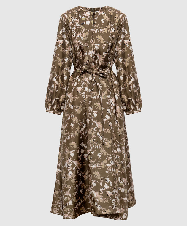 Max Mara Сукня COCCOLE із шовку кольору хакі MXMCOCCOLE
