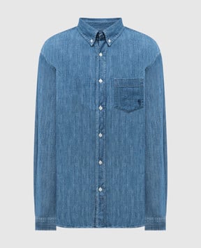 Sporty & Rich Синяя джинсовая рубашка с монограммой логотипа SI03365302BL26