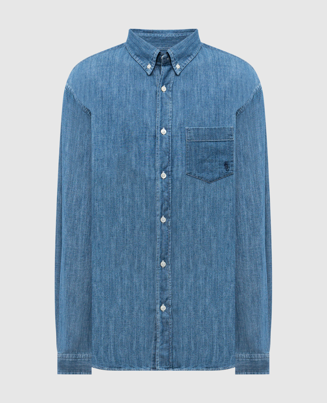 

Синяя джинсовая рубашка с монограммой логотипа, Синий, Рубашки