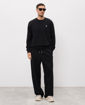 Ami Paris Черные спортивные штаны с вышивкой эмблемы Ami de Coeur HTR856730