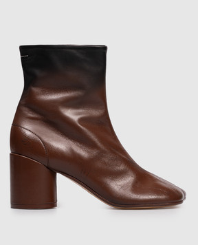 Maison Margiela MM6 Коричневые кожаные ботильоны с эффектом кракелюра S66WU0131P7439