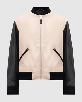 Givenchy Бежевий комбінований бомбер з логотипом BM01DZ6Y45