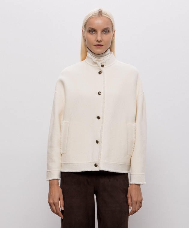 Max Mara Куртка PALMIZI цвета айвори из шерсти MXMPALMIZI изображение 3