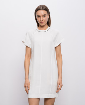 Brunello Cucinelli Белое платье мини с льном MH126AFR72