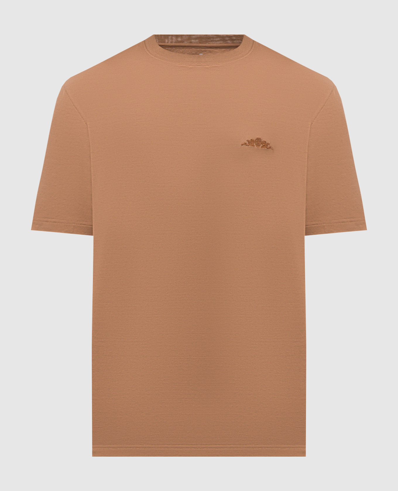 Коричневая футболка с вышивкой