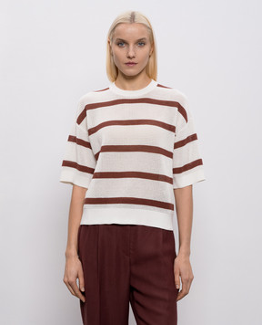 Brunello Cucinelli Белый топ в полоску M19225710