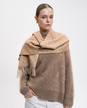 Max Mara Бежевий шарф з вовни берблюда у візерунок WKLOGO