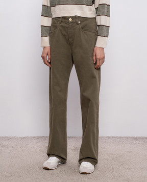 Brunello Cucinelli Джинсы цвета хаки с патчем логотипа M0H81P5568